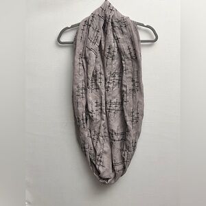 Apt. 9 Light Gray Embroidered Scarf w Glittery Black Crosses